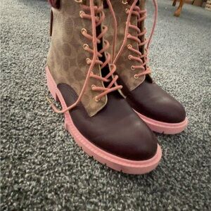 Coach pink and brown boots